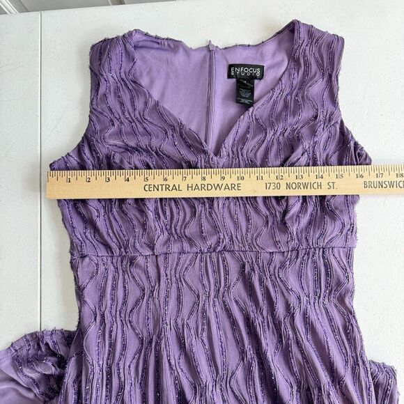 Enfocus Studio Flare Skirt Jersey Stretch Gown Dress Size 4 Purple Sparkle Fairy - Picture 9 of 11